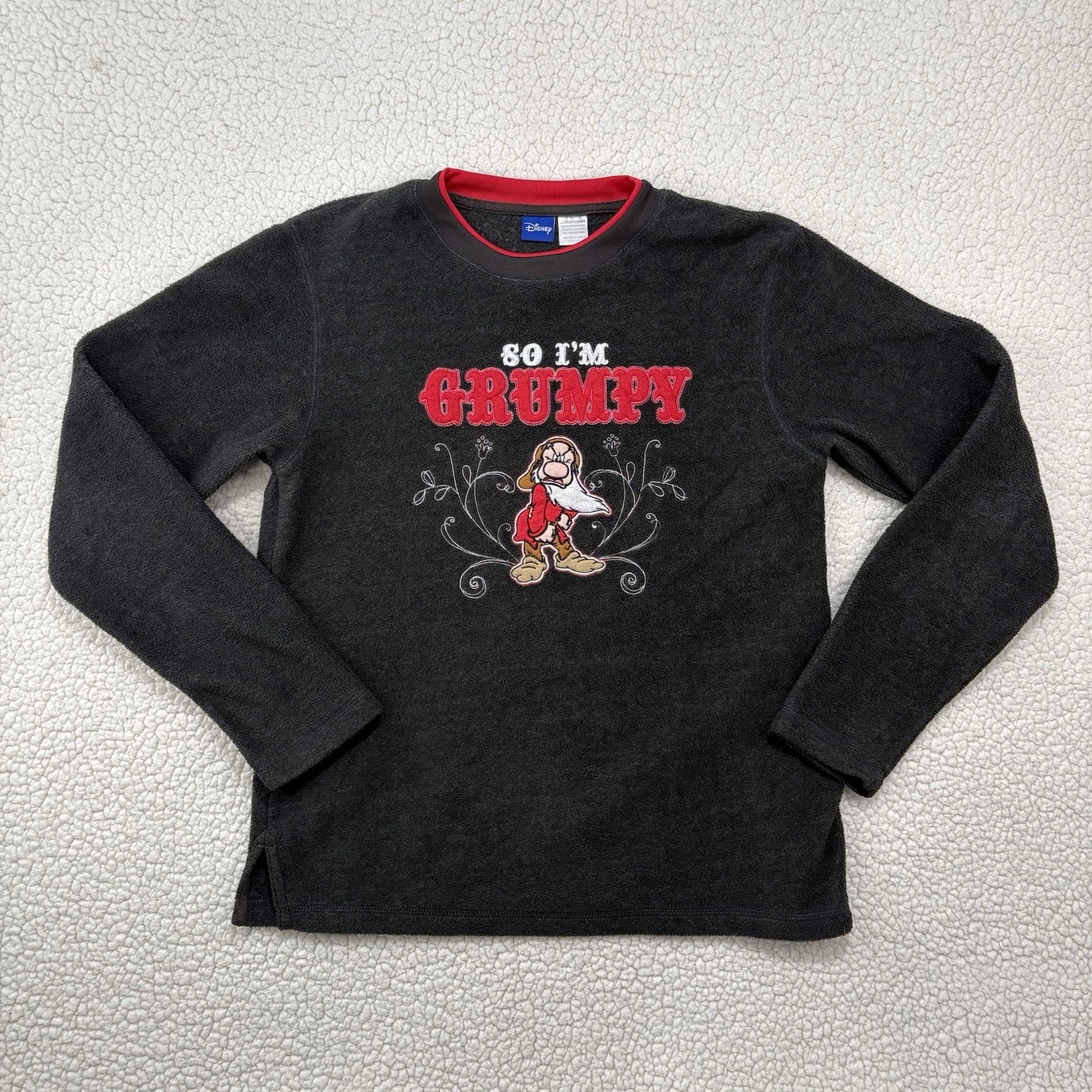 Vintage Grumpy Sweatshirt Adult Medium Grey Fleece Disney World Snow White 90s